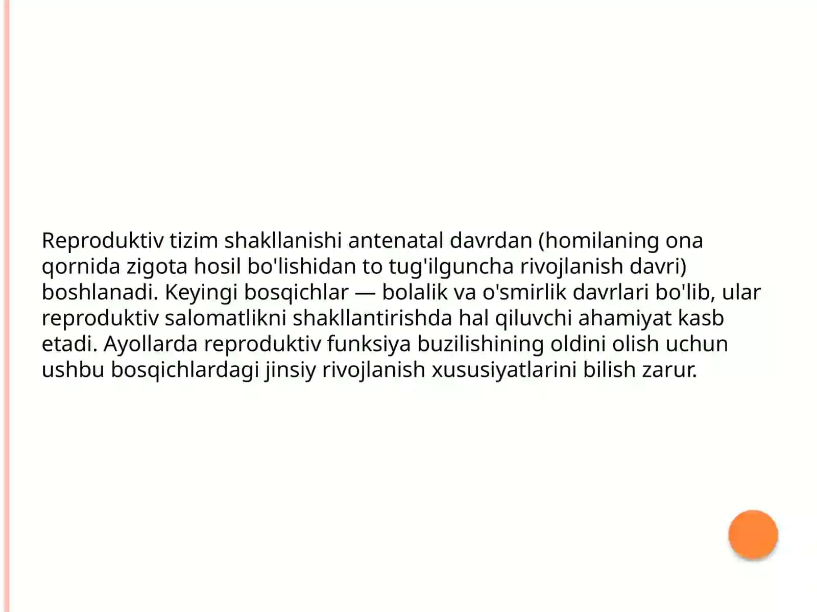 Ayollar reproduktiv tizimining rivojlanishi 2