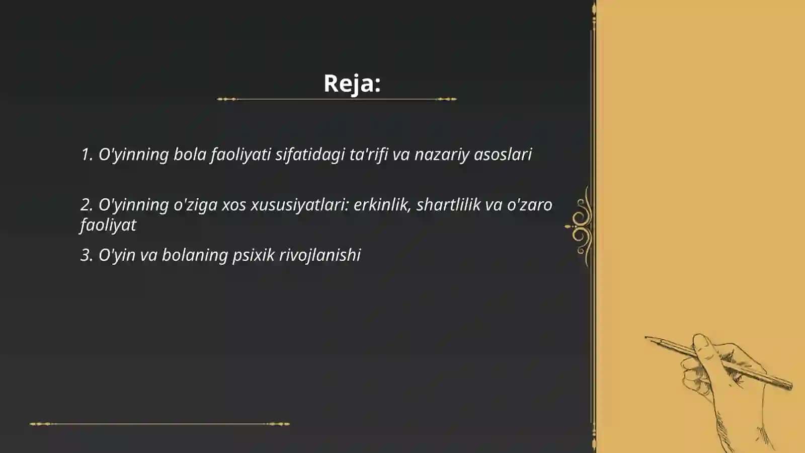 O'yinning bola faoliyati sifatidagi mohiyati va o'ziga xosligi 2