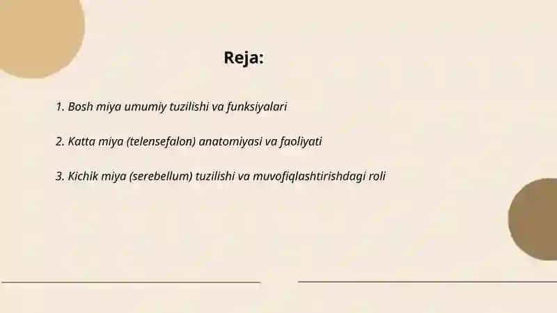 Bosh va orqa miya tuzilishi boʻliblari va faoliyati 2