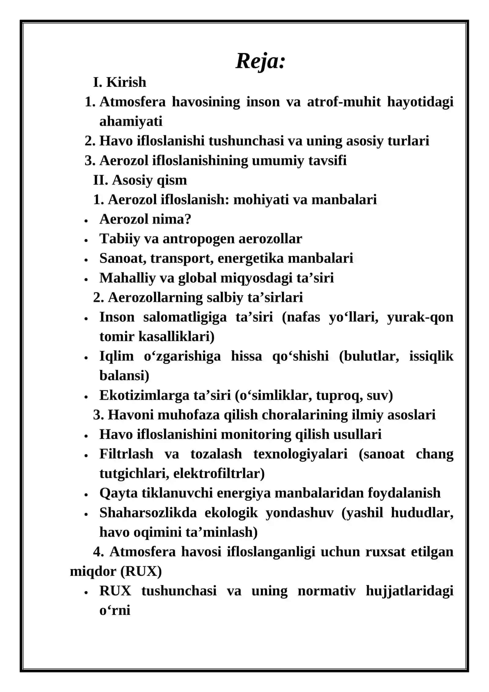 Aerozol ifloslanish va havoni muhofaza qilish 2