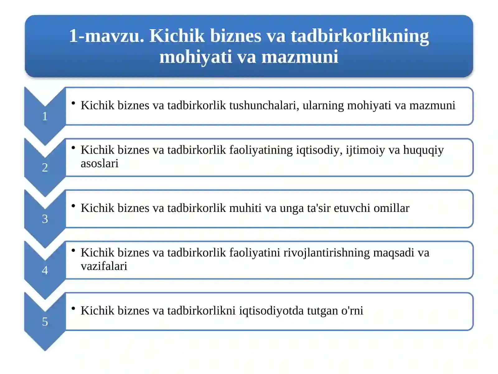 Kichik biznes va tadbirkorlik 2