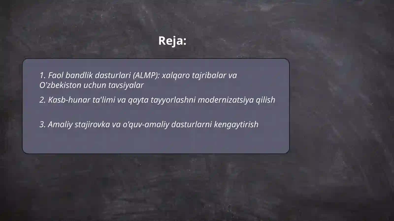 Ishsizlikni kamaytirish bo'yicha xalqaro amaliyot va O'zbekiston uchun tavsiyalar 2