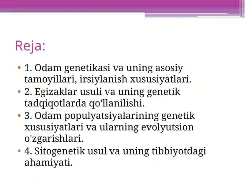 Odam genetikasi va Tibbiy genetika 2