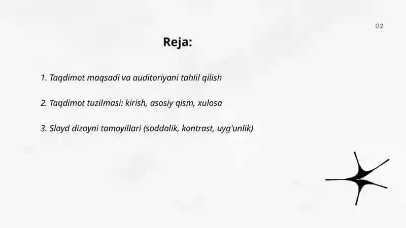 Taqdimot tayyorlash va taqdim etish usul va vositalari. 2