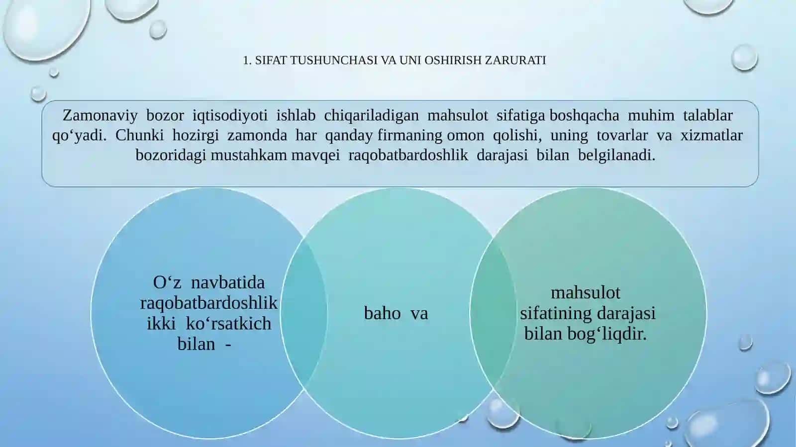 SANOAT MAHSULOTINING SIFATI VA UNING RAQOBATBARDOSHLIGI 2