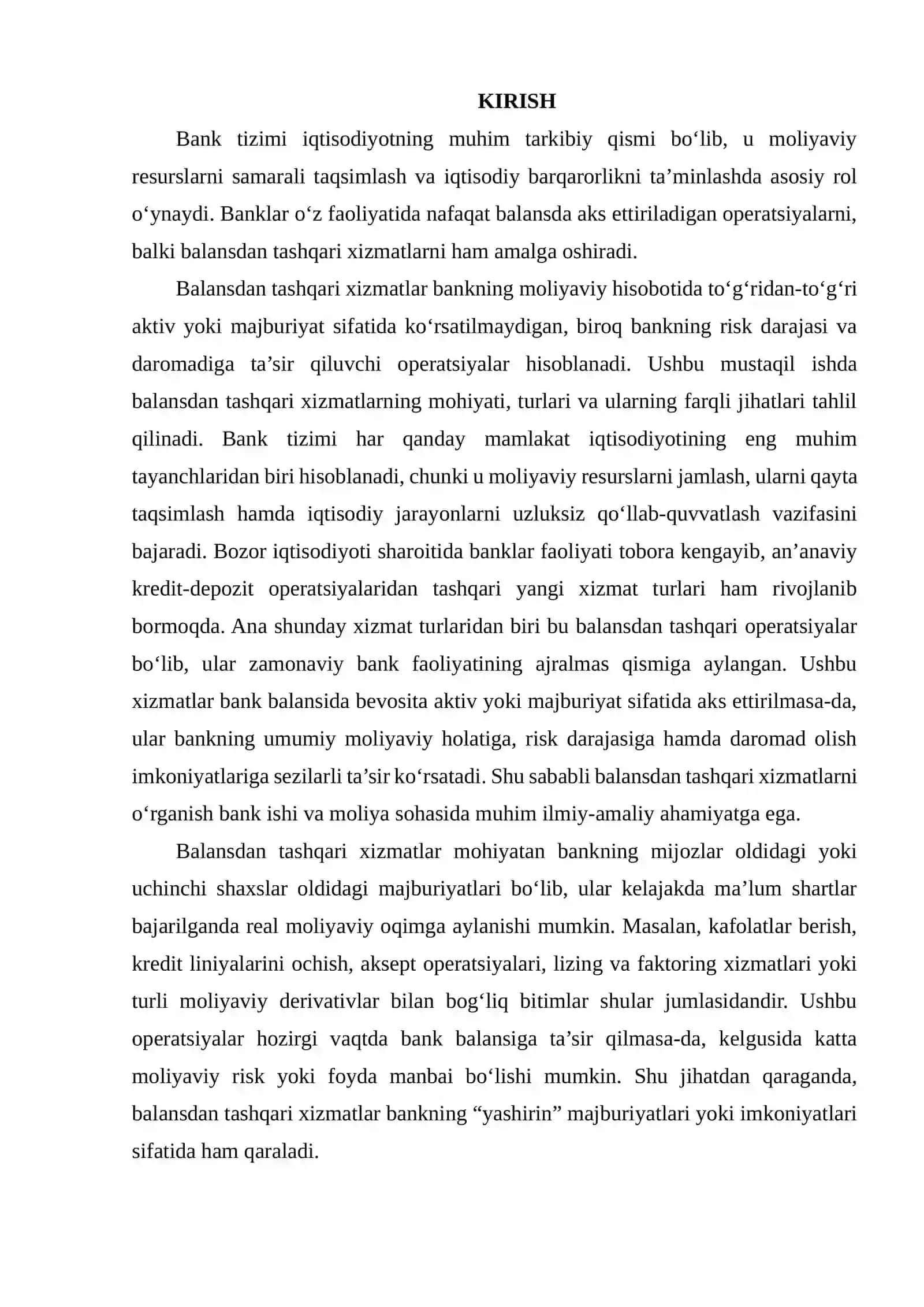 Balansdan tashqari xizmatlar farqli tomonlarini o‘rganish 2