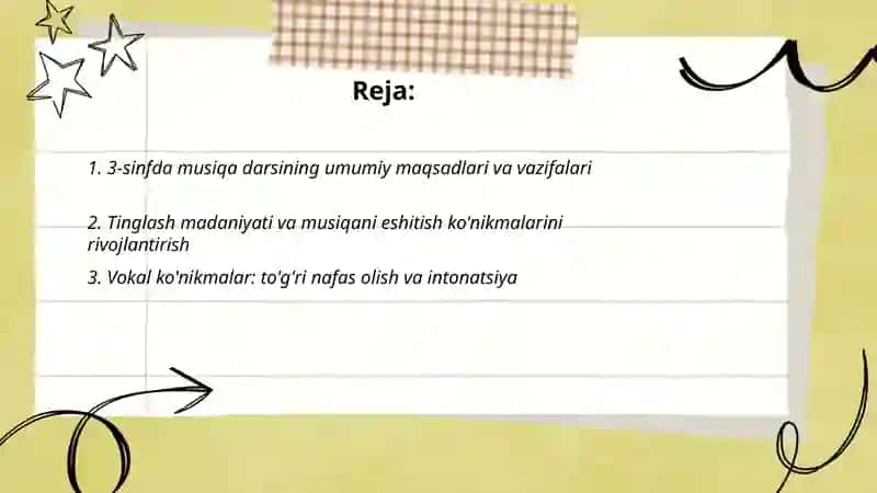3-sinfda musiqa o'qitishning vazifalari va mazmuni 2
