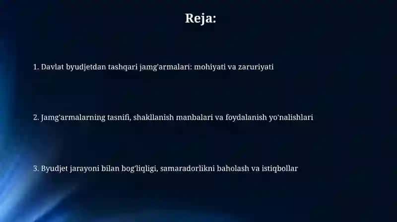 Davlat byudjetdan tashqari jamg'armalari mohiyati va zaruriyati 2