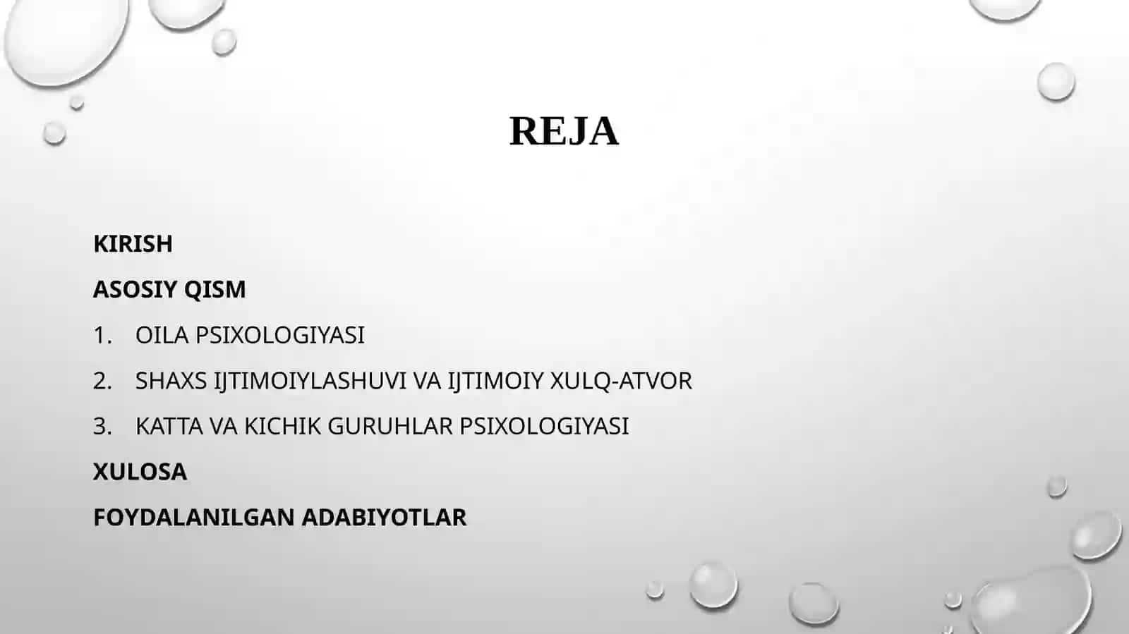 Oila psixologiyasi. Shaxs ijtimoiylashuvi va ijtimoiy xulq-atvor. Katta va kichik guruhlar psixologiyasi. Boshqaruvning pedagogik-psixologik xususiyatlari 2