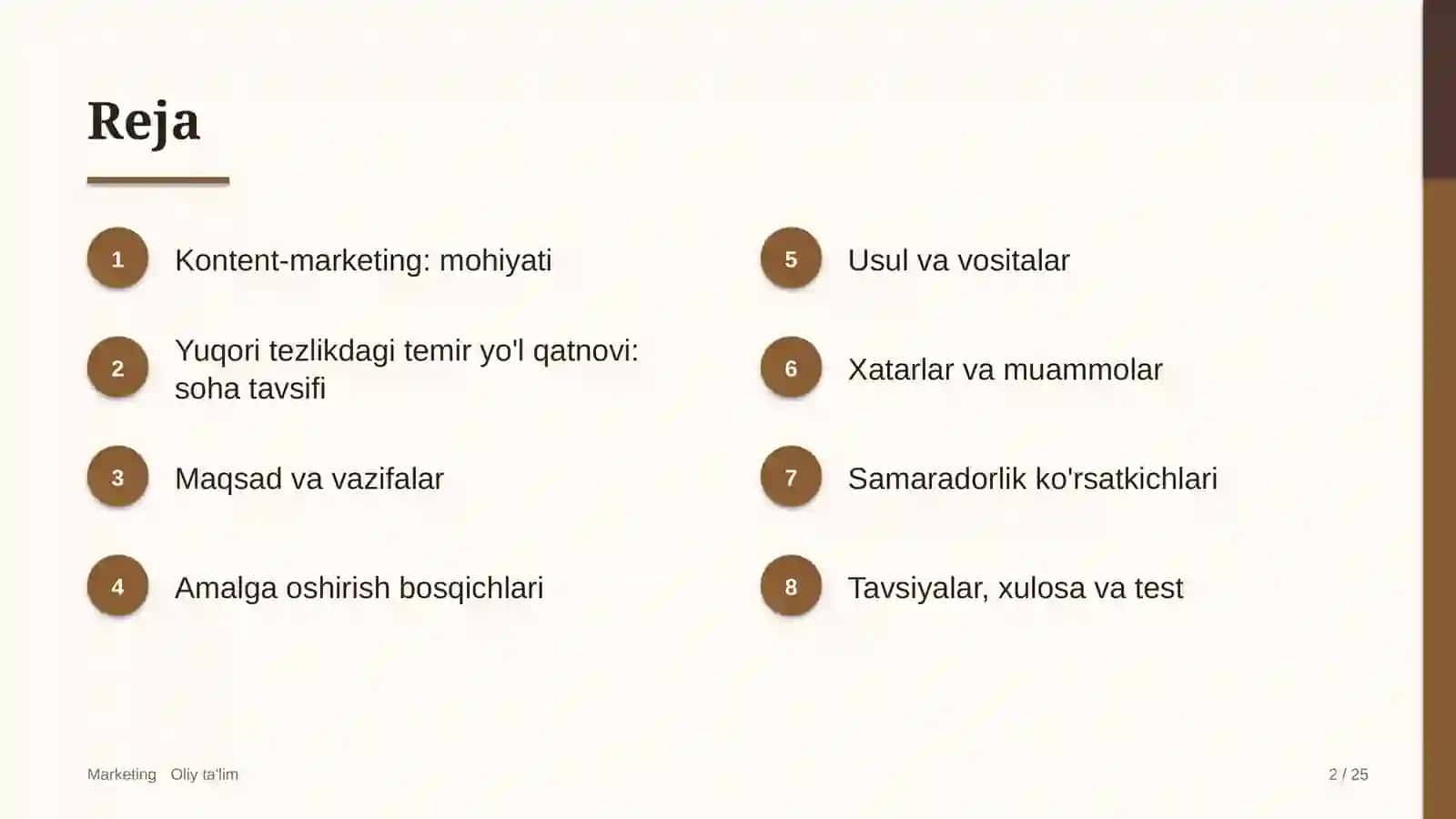 Yuqori tezlikdagi temir yo'l qatnovida kontent-marketing 2
