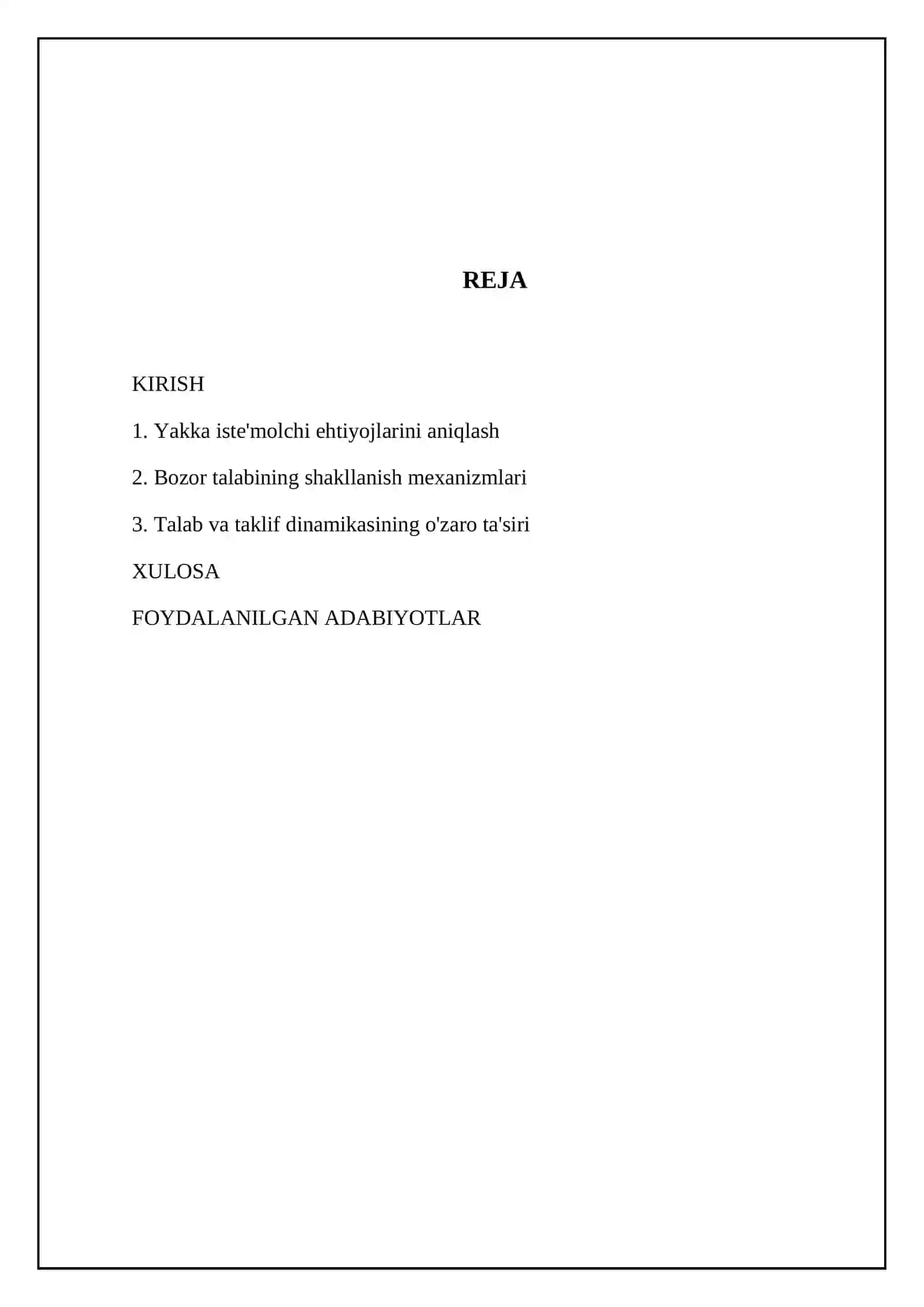 Yakka individual va bozor talabi 2