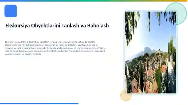 Ekskursiya Obyektlarini Tanlash va Baholash 2