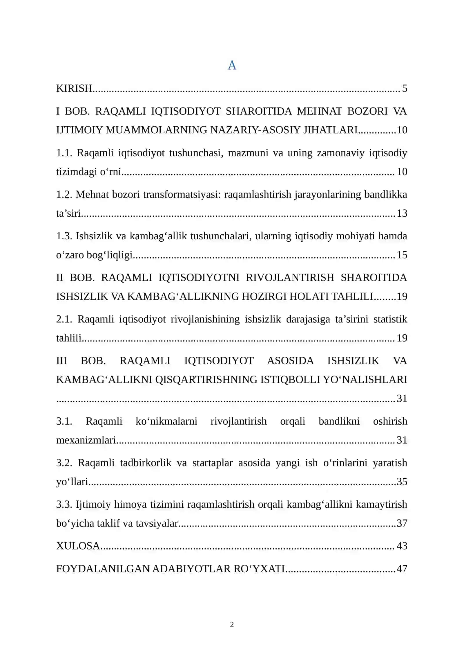 RAQAMLI IQTISODIYOTNI RIVOJLANTIRISH SHAROITIDA ISHSIZLIK VA KAMBAGʻALLIKNI QISQARTIRISH IMKONIYATLARI 2