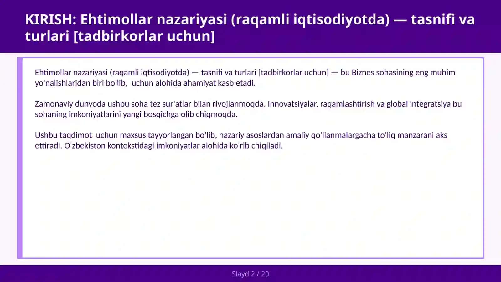 Ehtimollar nazariyasi (raqamli iqtisodiyotda) — tasnifi va turlari [tadbirkorlar uchun] 2