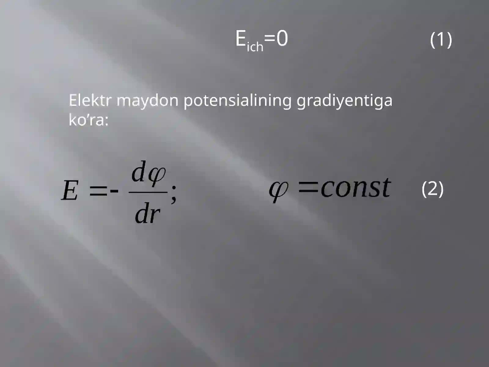 Elektr maydonida oʻtkazgichlar 2