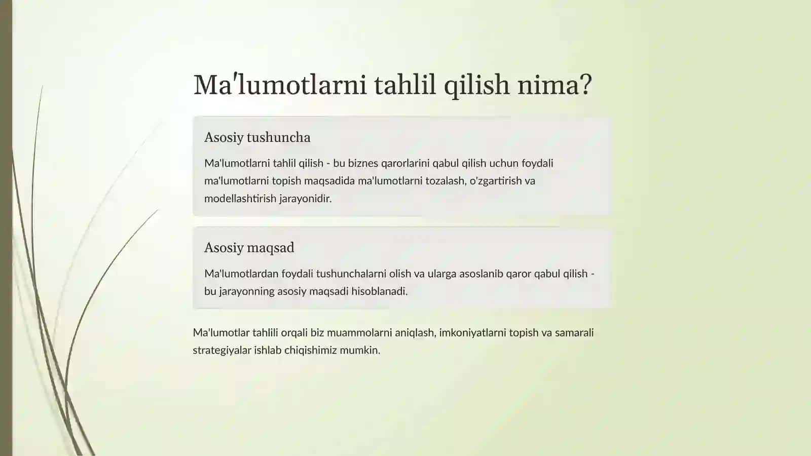 Malumotnoma va uning o`zaro tahlil qilish 2