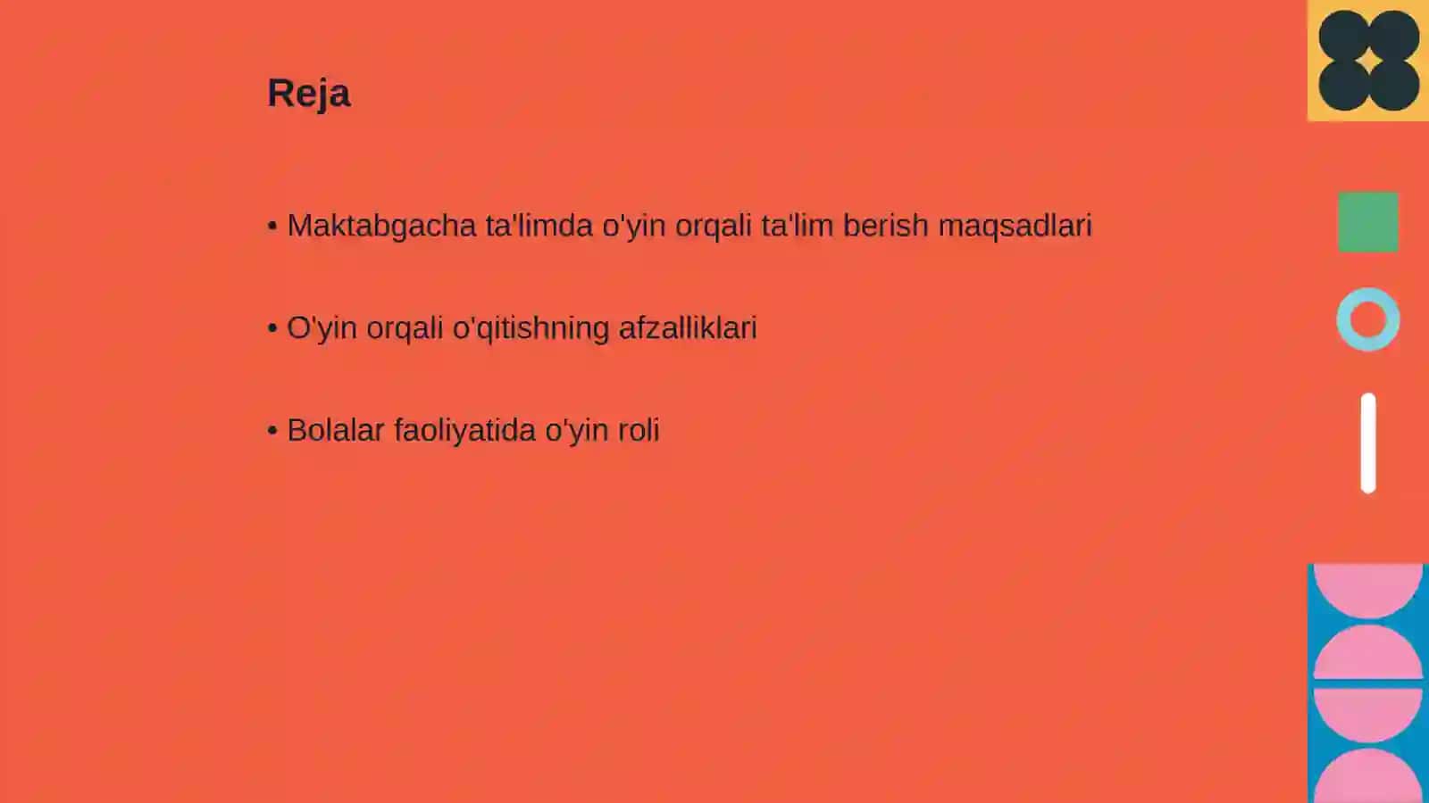 Maktabgacha ta'lim tashlikaltida o'yin orqali ta'lim berish metodlar Naminatsiyasi 2
