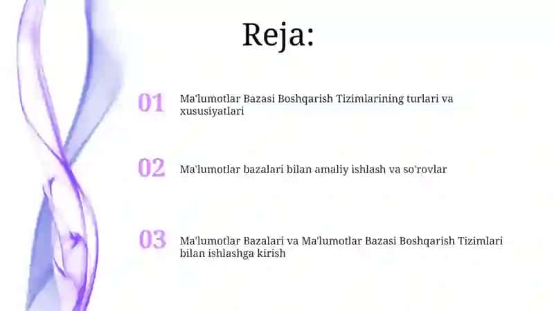 Ma'lumotlar bazasi va ularni boshqarish tizimlari bilan ishlashni o'rganish 2