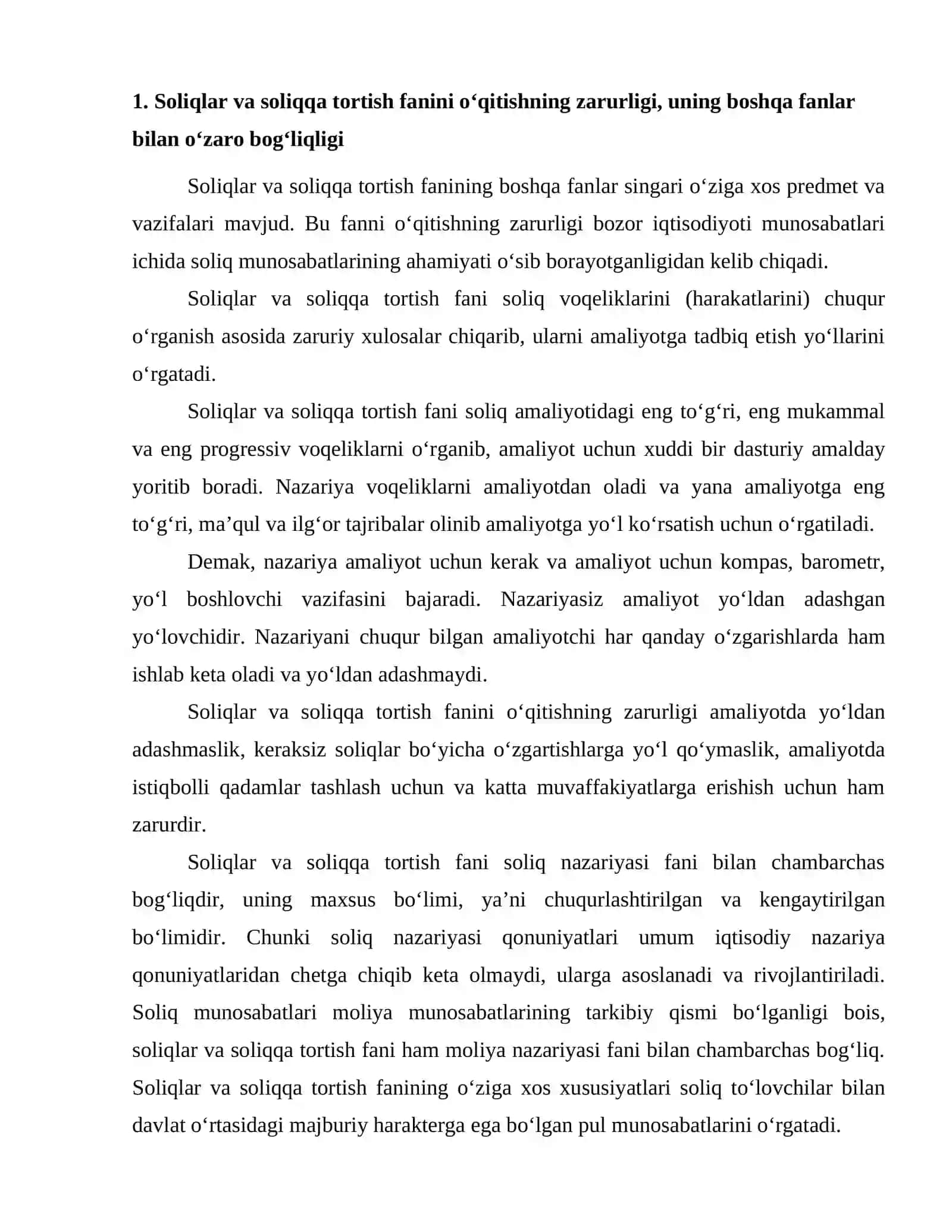 Soliqlar va soliqqa tortish fanining zaruriy xulosalari 2
