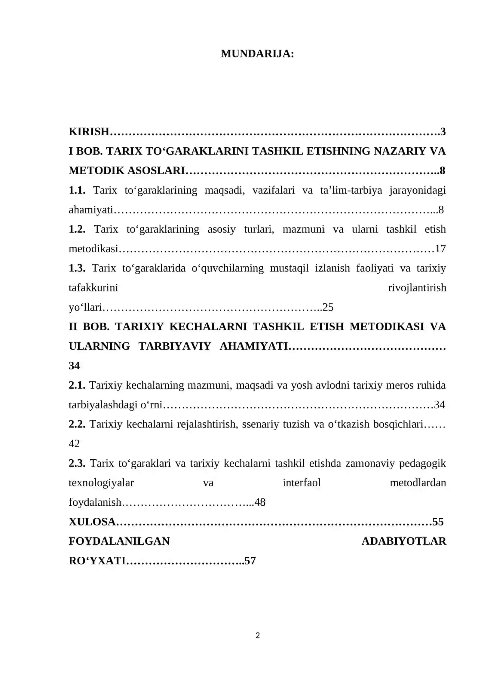 TARIX TO‘GARAKLARINI VA TARIXIY KECHALAR TASHKIL QILISH 2