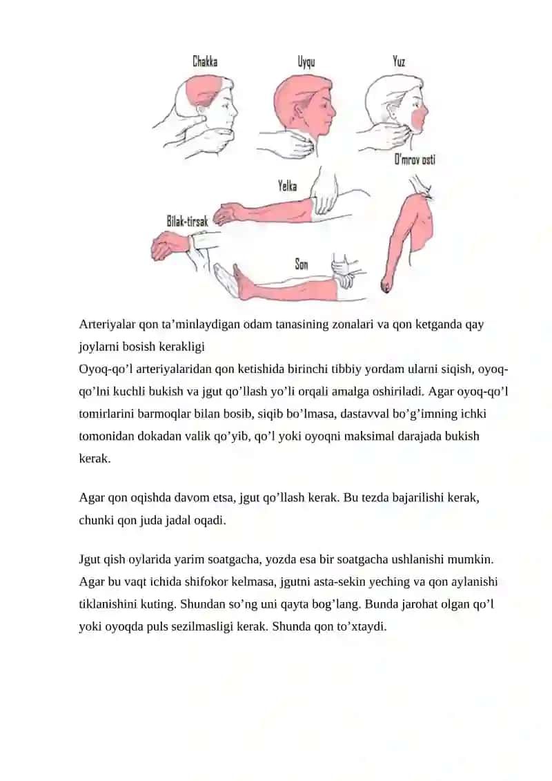 Arterial qon ketishda birinchi yordam 2