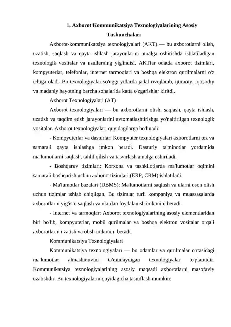 Axborot kommunikatsita texnologiyalarining ro'li va ahamiyati 2