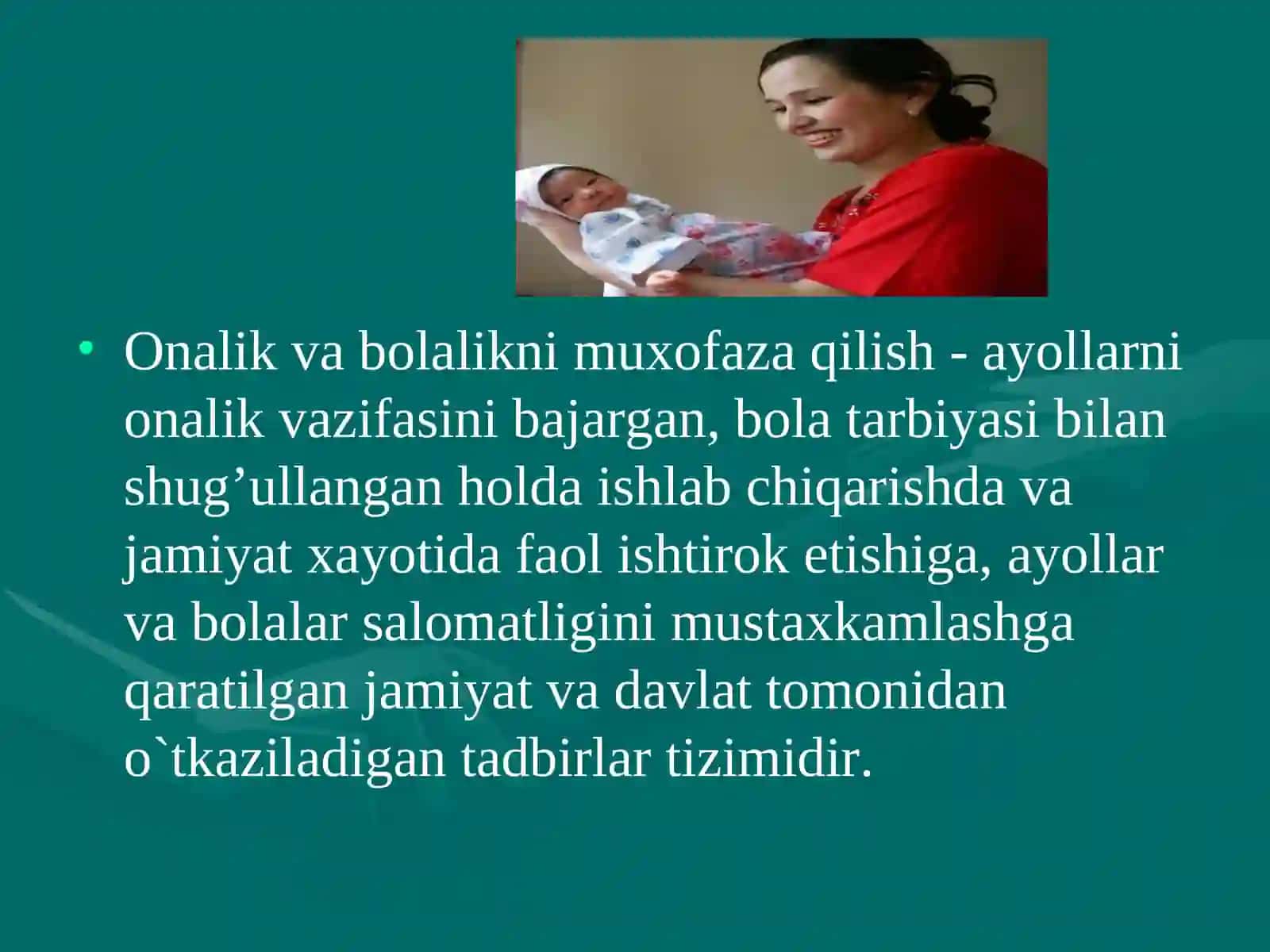Onalik va bolalikni muxofazaqilish tizimi 2