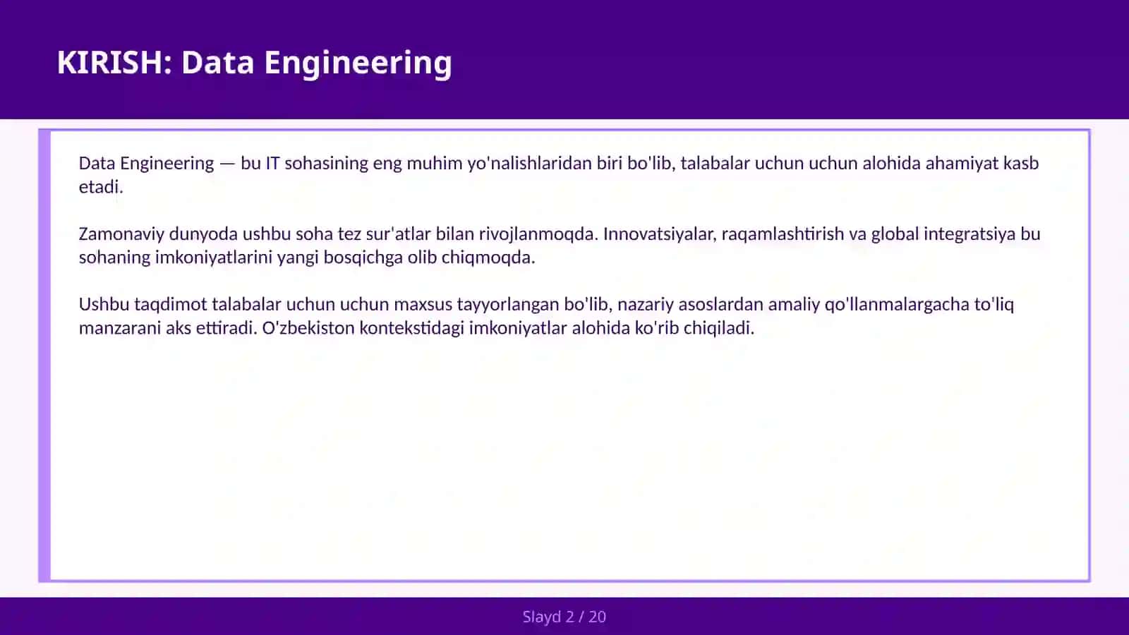 Data Engineering 2