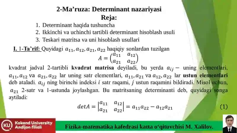 Determinant nazariyasi 2