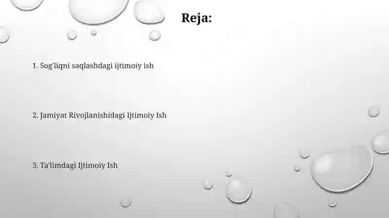 Ijtimoiy ishlar reja 2