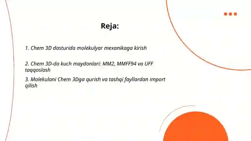 Chem 3D dasturida molekulyar mexanikani hisoblash 2