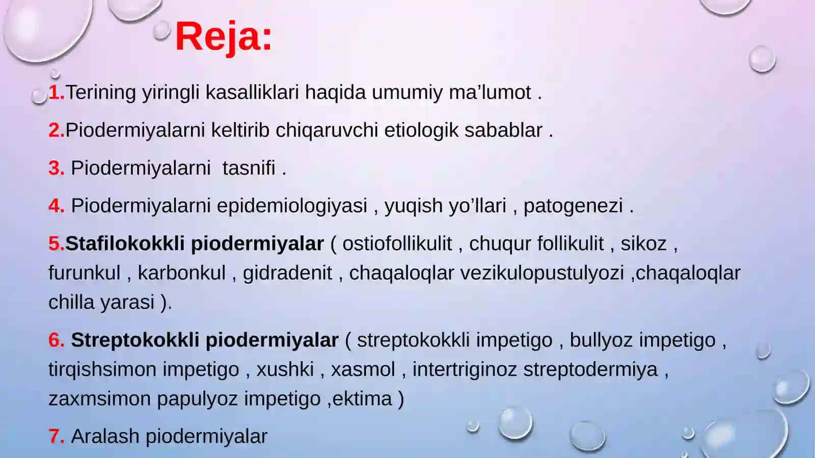 Terining yiringli kasalliklari qiyosiy tashxisi.Zamonaviy diagnostika va davolash yangiliklari 2