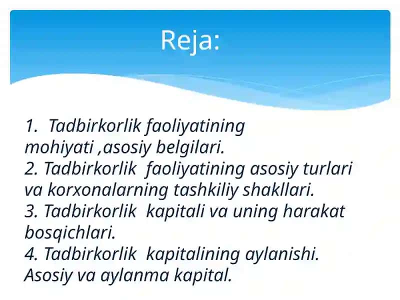 Tadbirkorlik kapitali va uning harakati 2