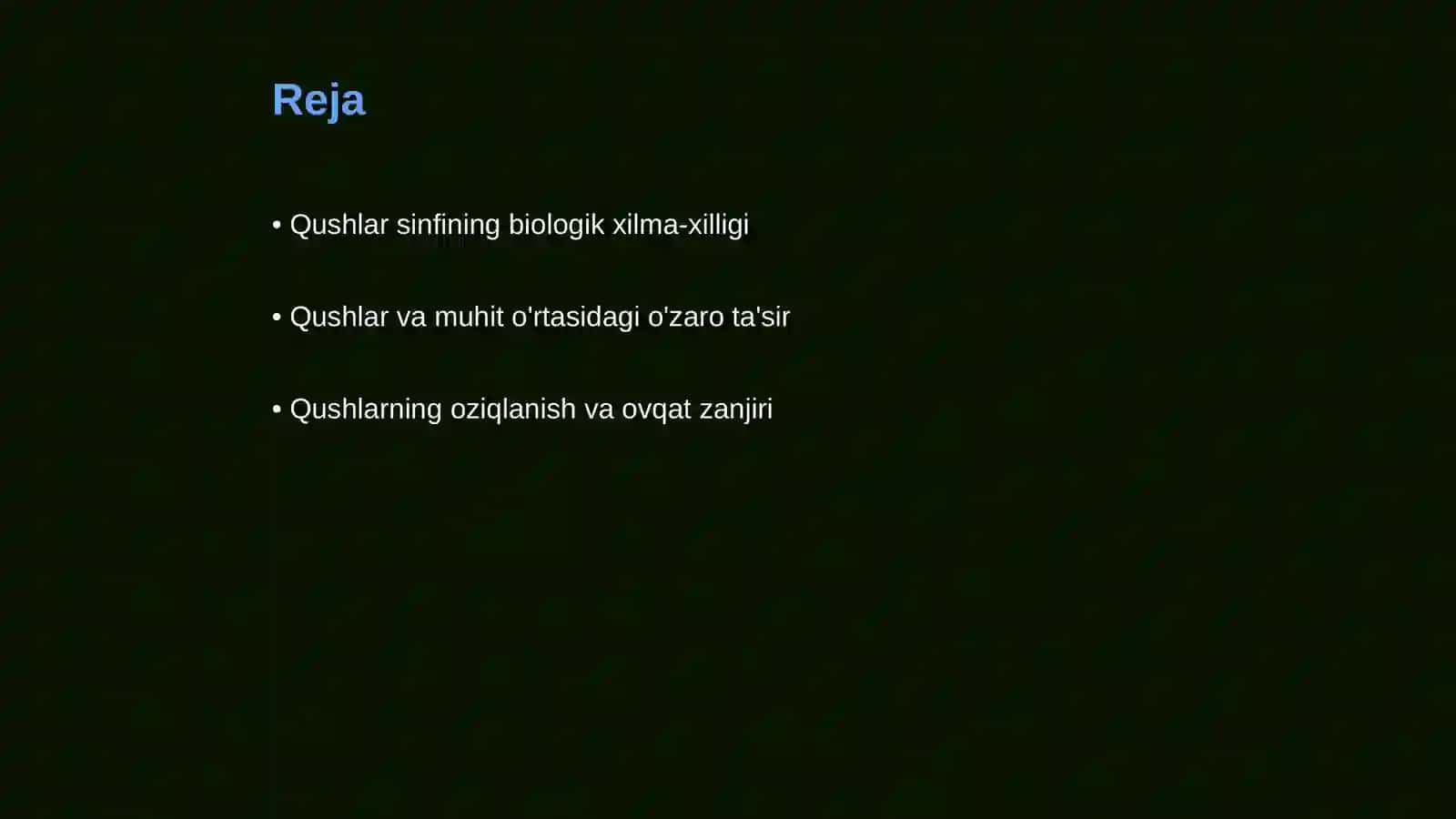 Qushlar sinfining ekologiyasi 2