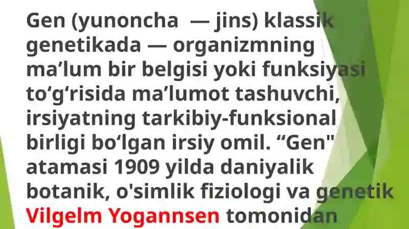 GEN, GENOM, GENOMLARNING XILMA-XILLIGI VA GENETIK TAXLIL. 2