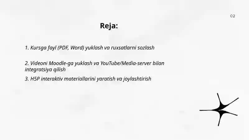 Moodle tizimida o'quv materiallarni joylashtirish 2
