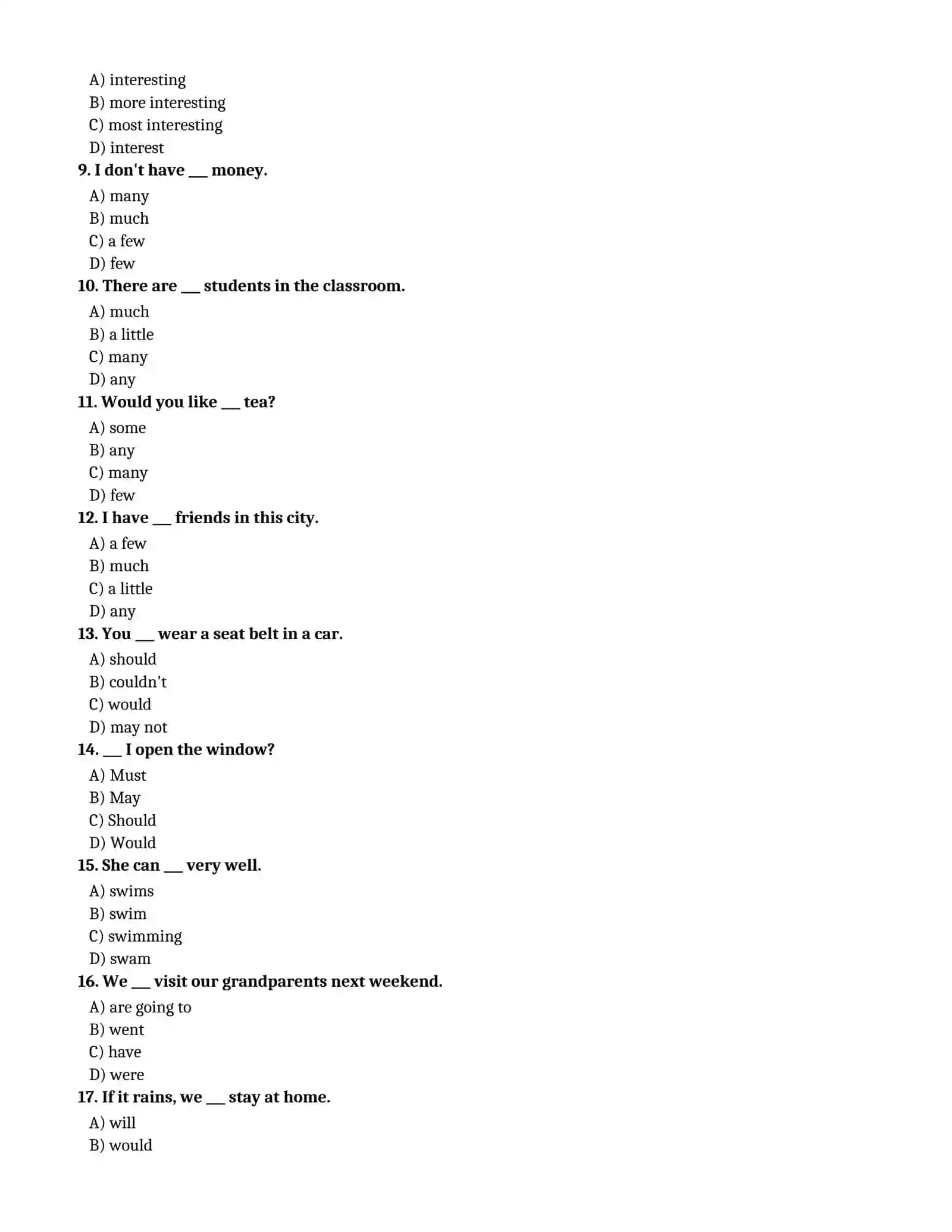 Ingliz tili: 100 ta test savollari va javoblari 2