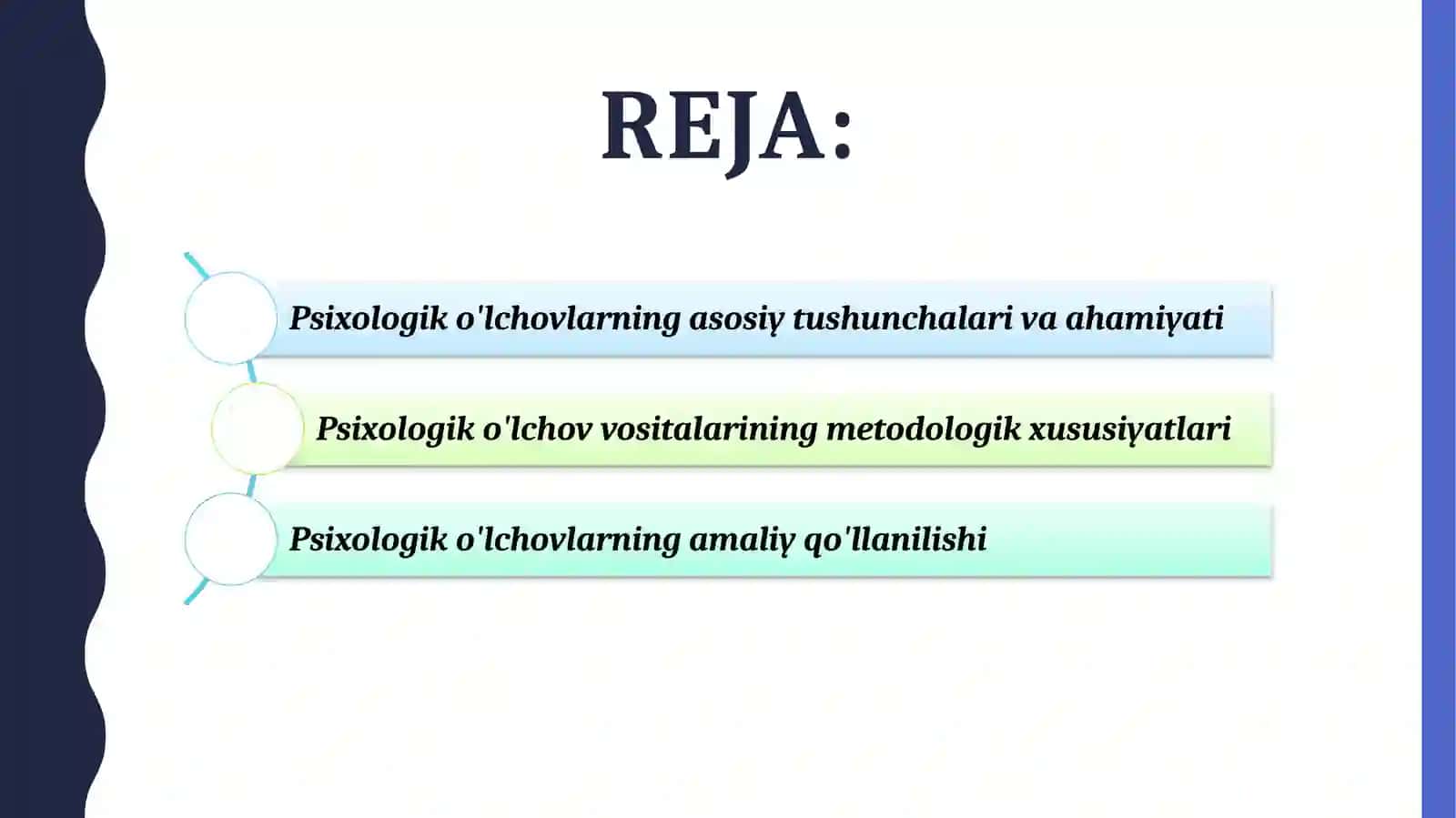 Psixologik o'lchov xususiyatlari 2