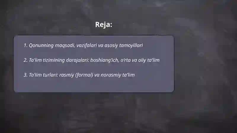 Ta'lim to'g'risidagi qonuni 2