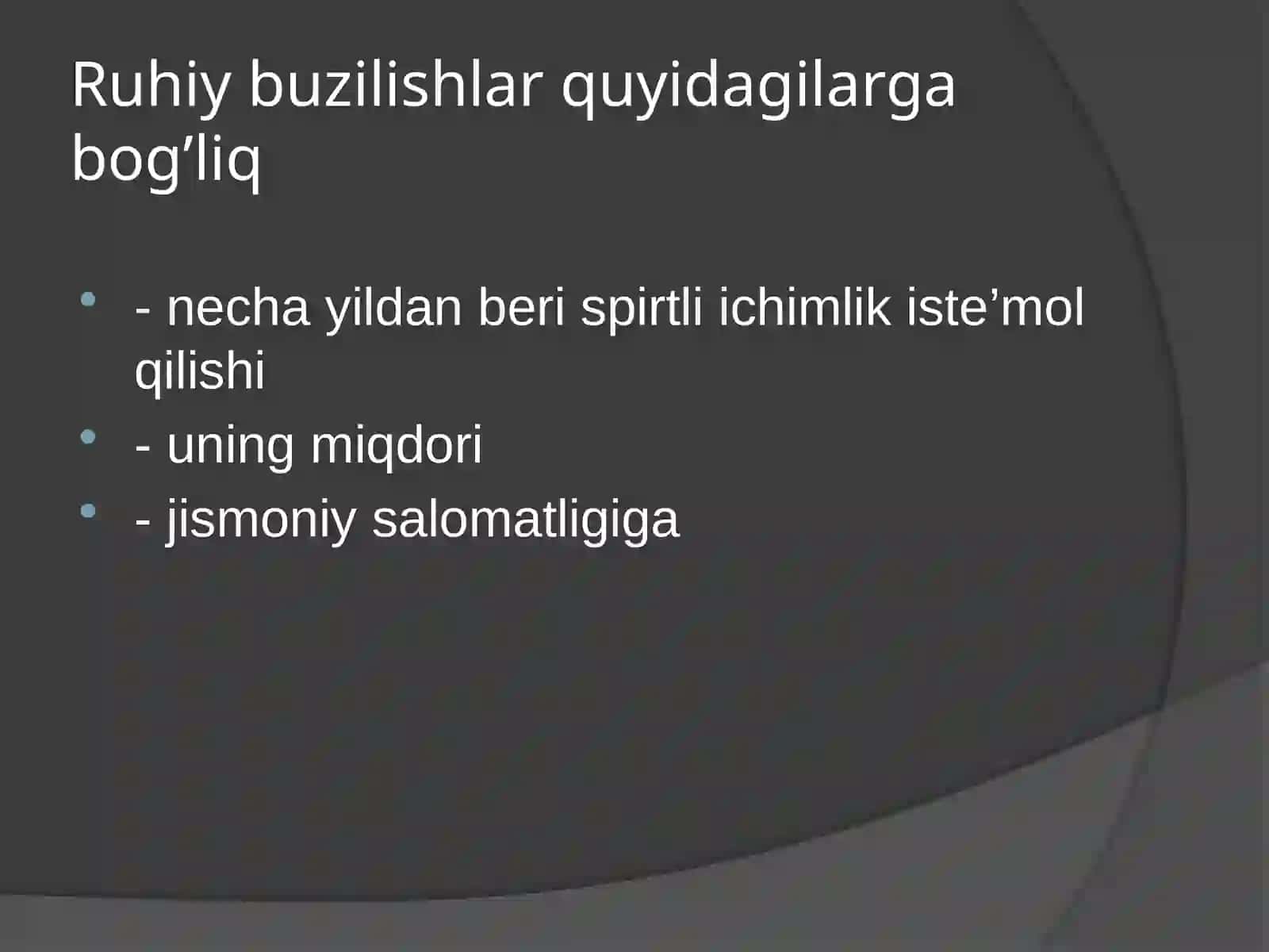 Alkogolizm va Giyohvandlikda bemor ruhiy buzilishlar 2