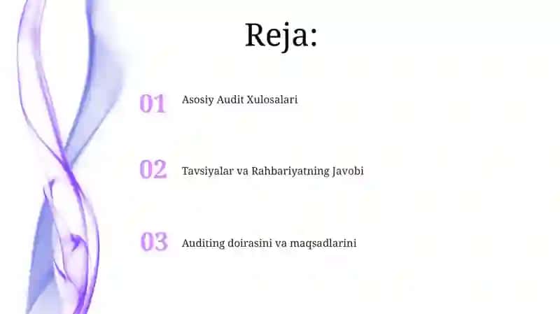 Asosiy Audit Xulosalari 2