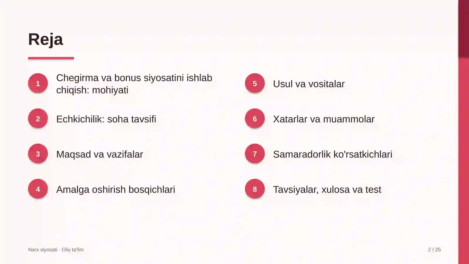 echkichilikda chegirma va bonus siyosatini ishlab chiqish 2806 2