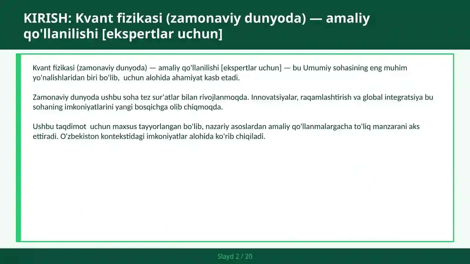 Kvant fizikasi (zamonaviy dunyoda) — amaliy qo'llanilishi [ekspertlar uchun] 2