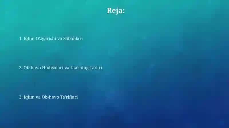 Iqlim va ob-havo tushunchalari 2