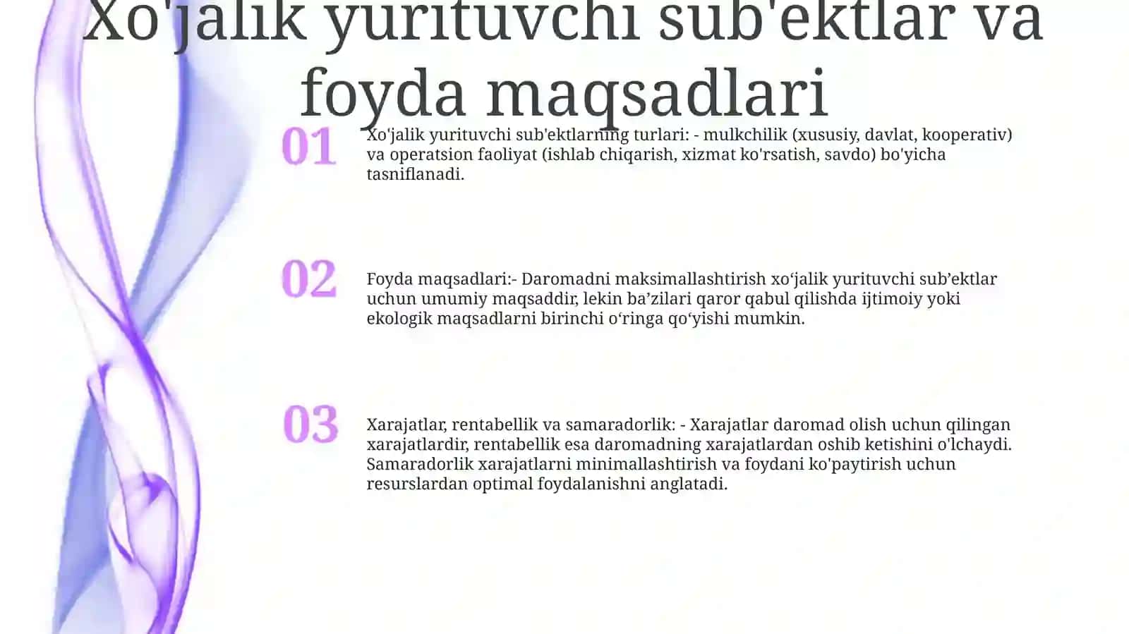 Xo'Jalik Yurituvchi Subyektlarning Xarajatlari Foydasi Va Rentabelligi 2