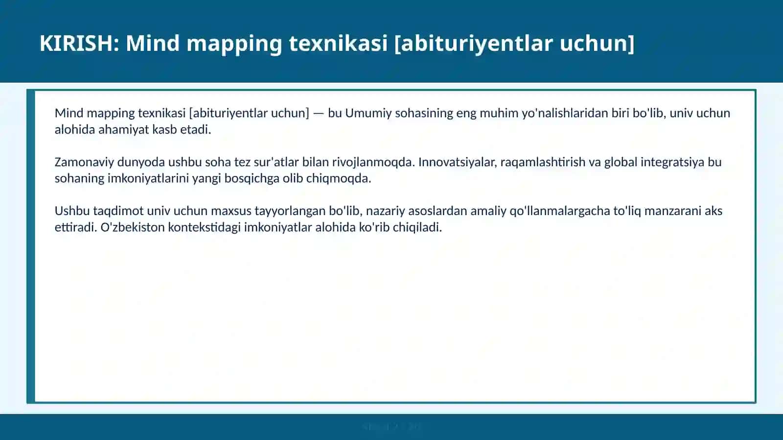 Mind mapping texnikasi [abituriyentlar uchun] 2