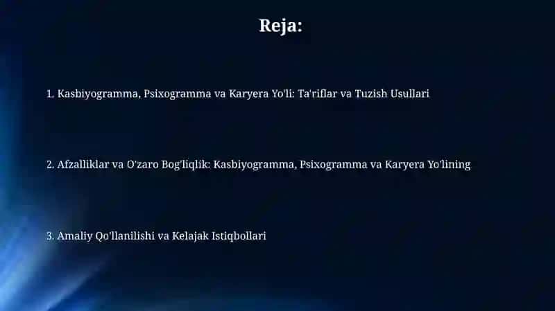 Kasbiyogramma, Psixogramma va Karyera Yo'li: Ta'riflar va Tuzish Usullari 2