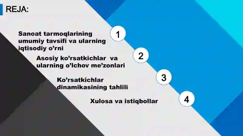 SANOAT TARMOQLARIDA ASOSIY KO’RSATKICHLAR DINAMIKASI 2