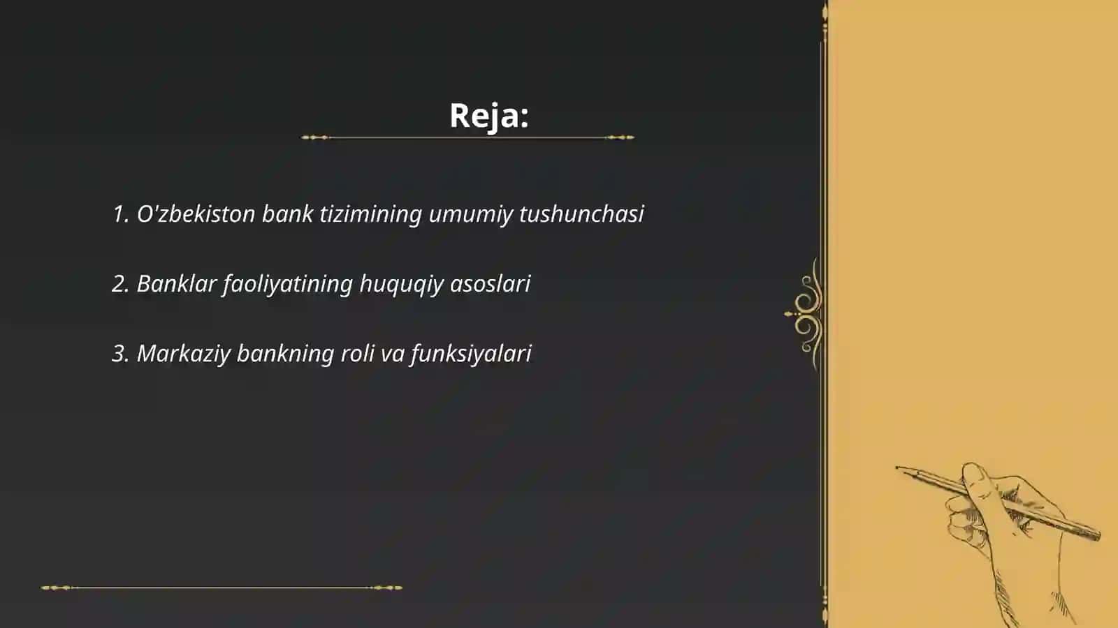 Oʻzbekiston Respublikasi bank tizimi va banklar faoliyatining huquqiy asoslari 2