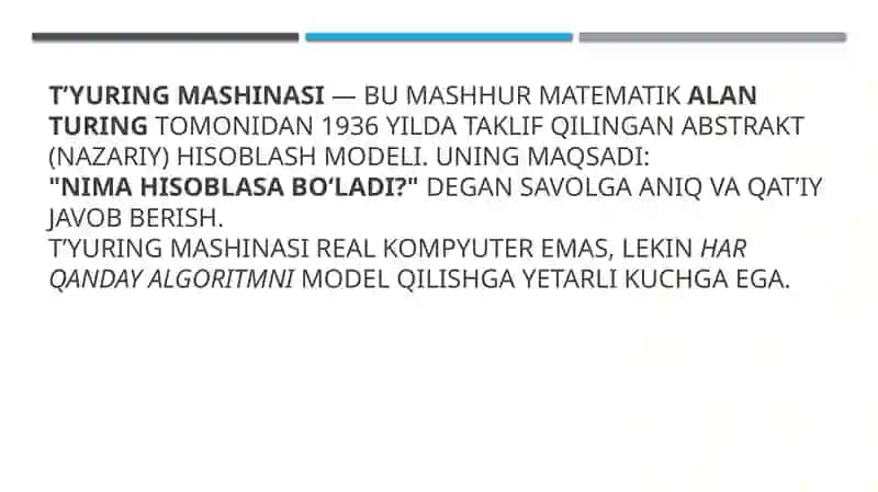 Tyuring mashinalar 2